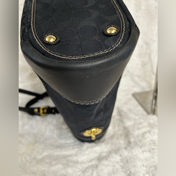 COACH SIGNATURE C GALLERY BLACK SHOULDER TOTE BAG PURSE SATCHEL - Picture 6 of 12
